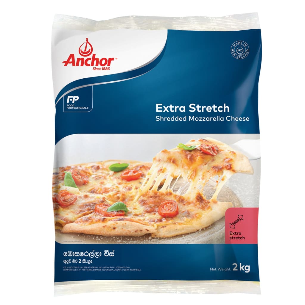 Anchor Extra Stretch Shredded Mozzarella Cheese 6x2kg - LimSiangHuat